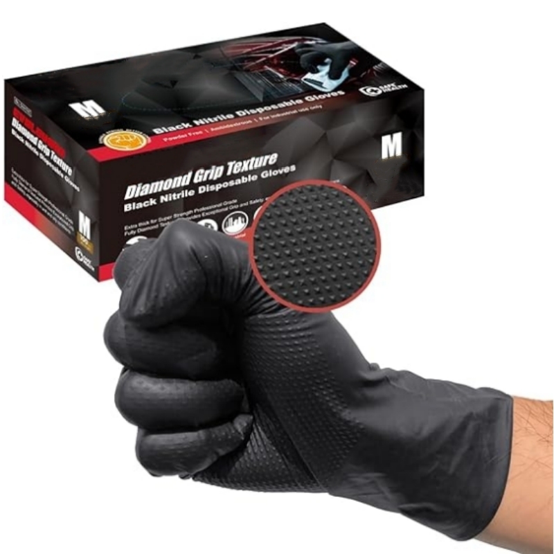 Disposable Gloves Nitrile - Прочные черные нитриловые перчатки 8 mil