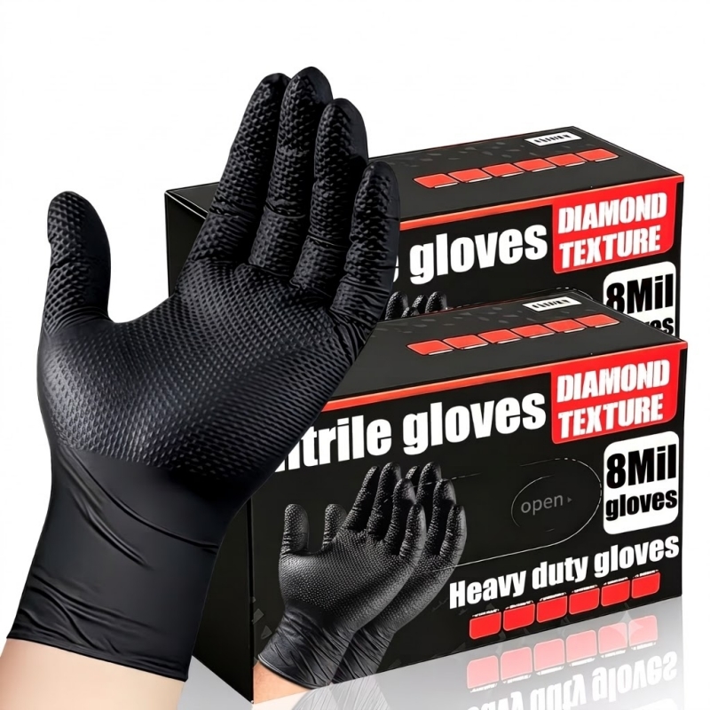 Disposable Gloves Nitrile - Прочные черные промышленные нитриловые перчатки одноразовые