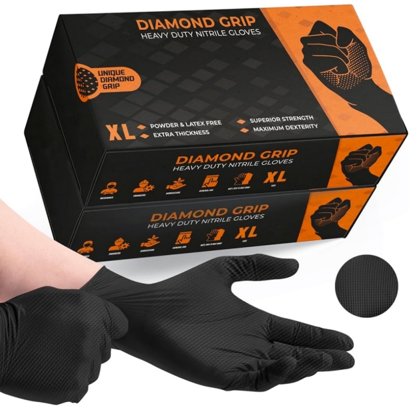 Disposable Gloves Nitrile - Черные сверхмощные нитриловые одноразовые перчатки, промышленные