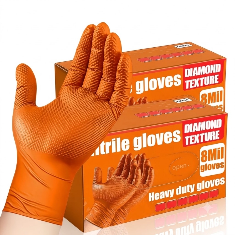 Disposable Gloves Nitrile - Прочные оранжевые нитриловые перчатки 8 mil,