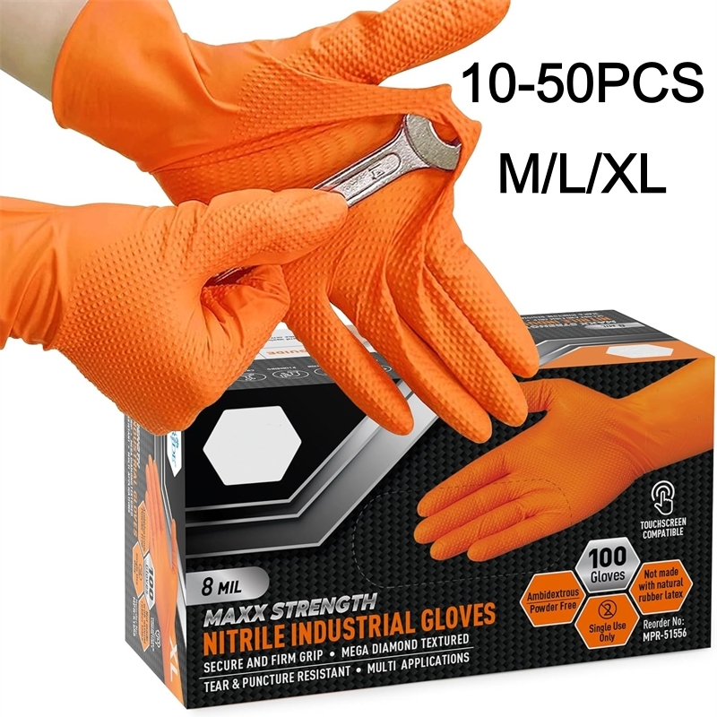 Disposable Gloves Nitrile - Сверхмощные оранжевые нитриловые перчатки, одноразовые 8