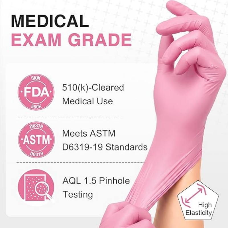 Розовые нитриловые одноразовые – обзор и цена Disposable Gloves Nitrile