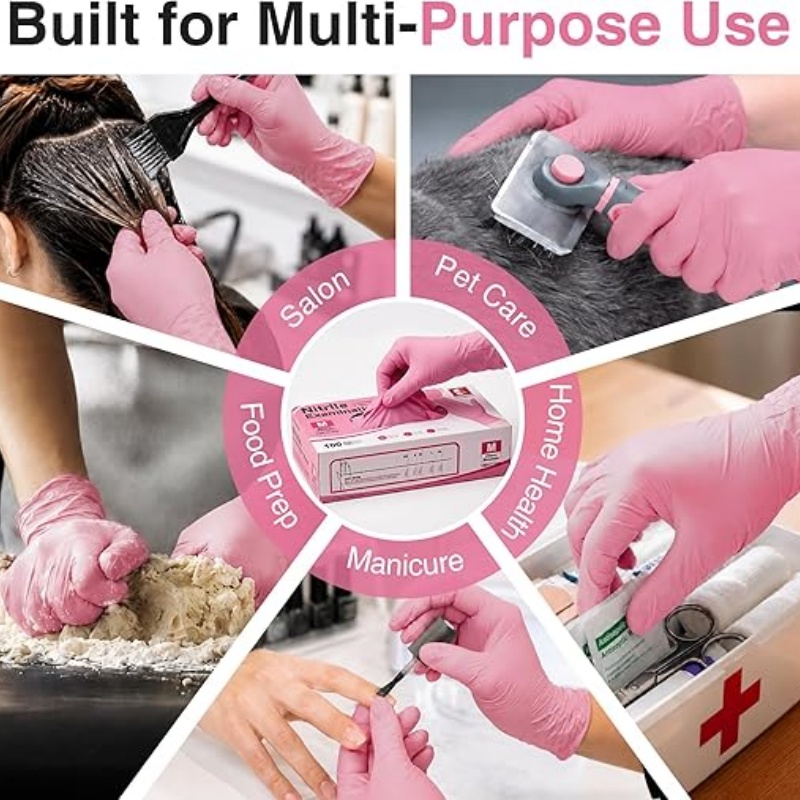 Розовые нитриловые одноразовые – обзор и цена Disposable Gloves Nitrile