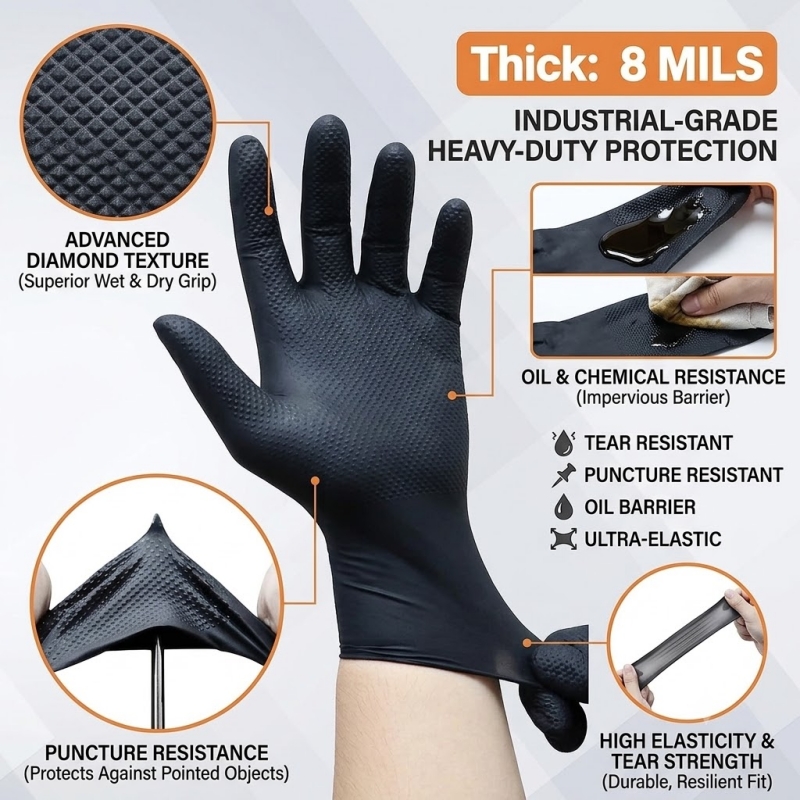 Прочные черные промышленные ни – обзор и цена Disposable Gloves Nitrile