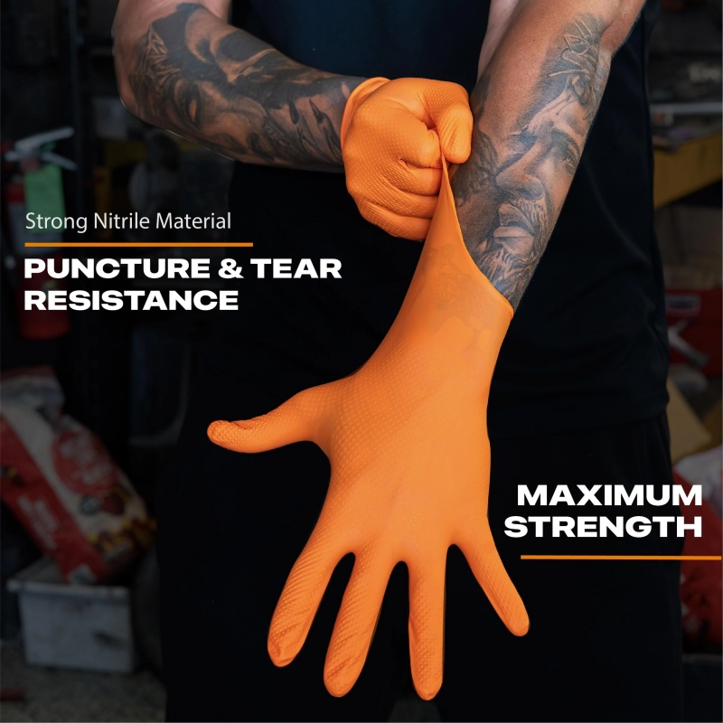 Сверхмощные оранжевые нитрилов – обзор и цена Disposable Gloves Nitrile